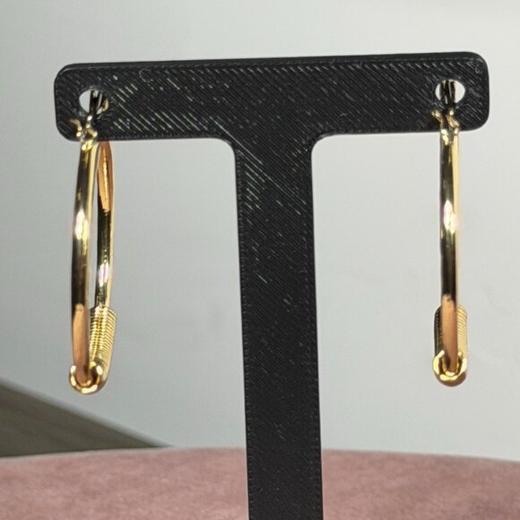 Charming Charlie Gold Hoop Earrings — Boho Textured Wire-Wrapped Design - Picture 3 of 6